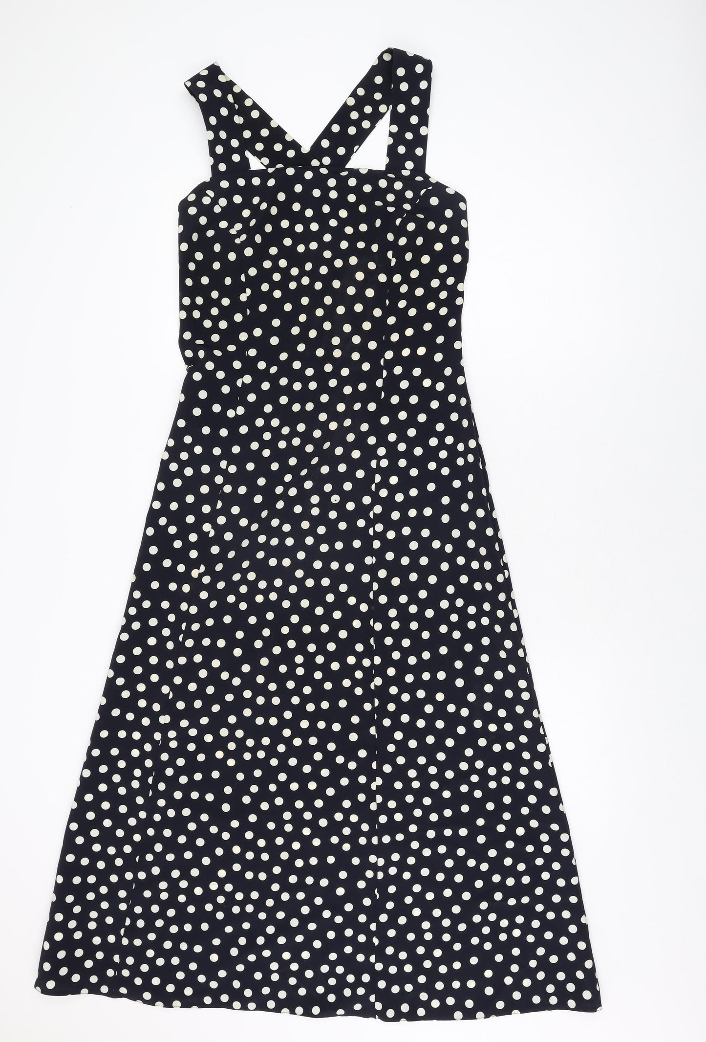 Principles Womens Blue Polka Dot Polyester A-Line Size 10 Square Neck Zip