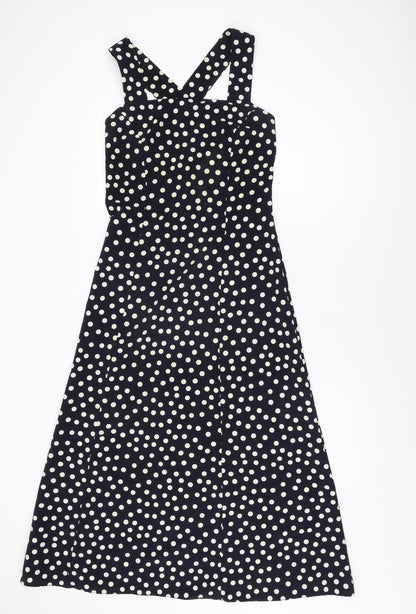 Principles Womens Blue Polka Dot Polyester A-Line Size 10 Square Neck Zip