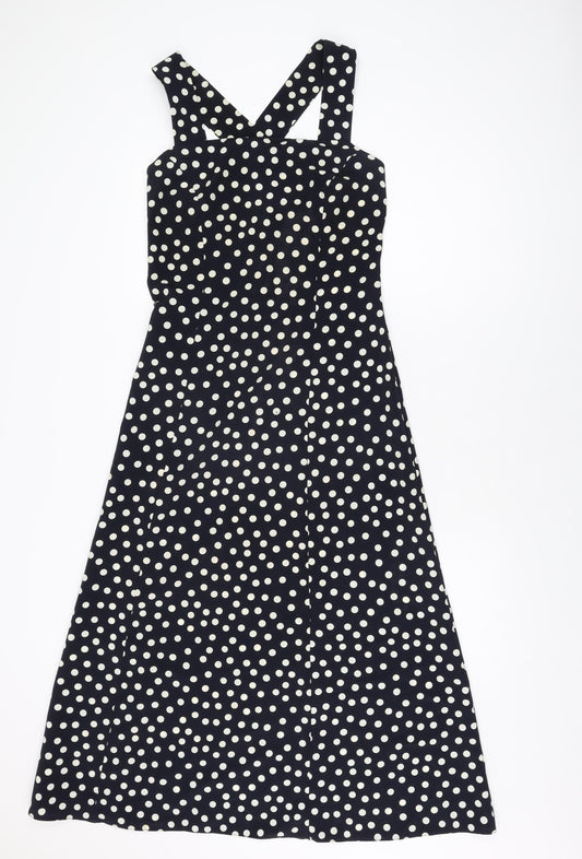 Principles Womens Blue Polka Dot Polyester A-Line Size 10 Square Neck Zip