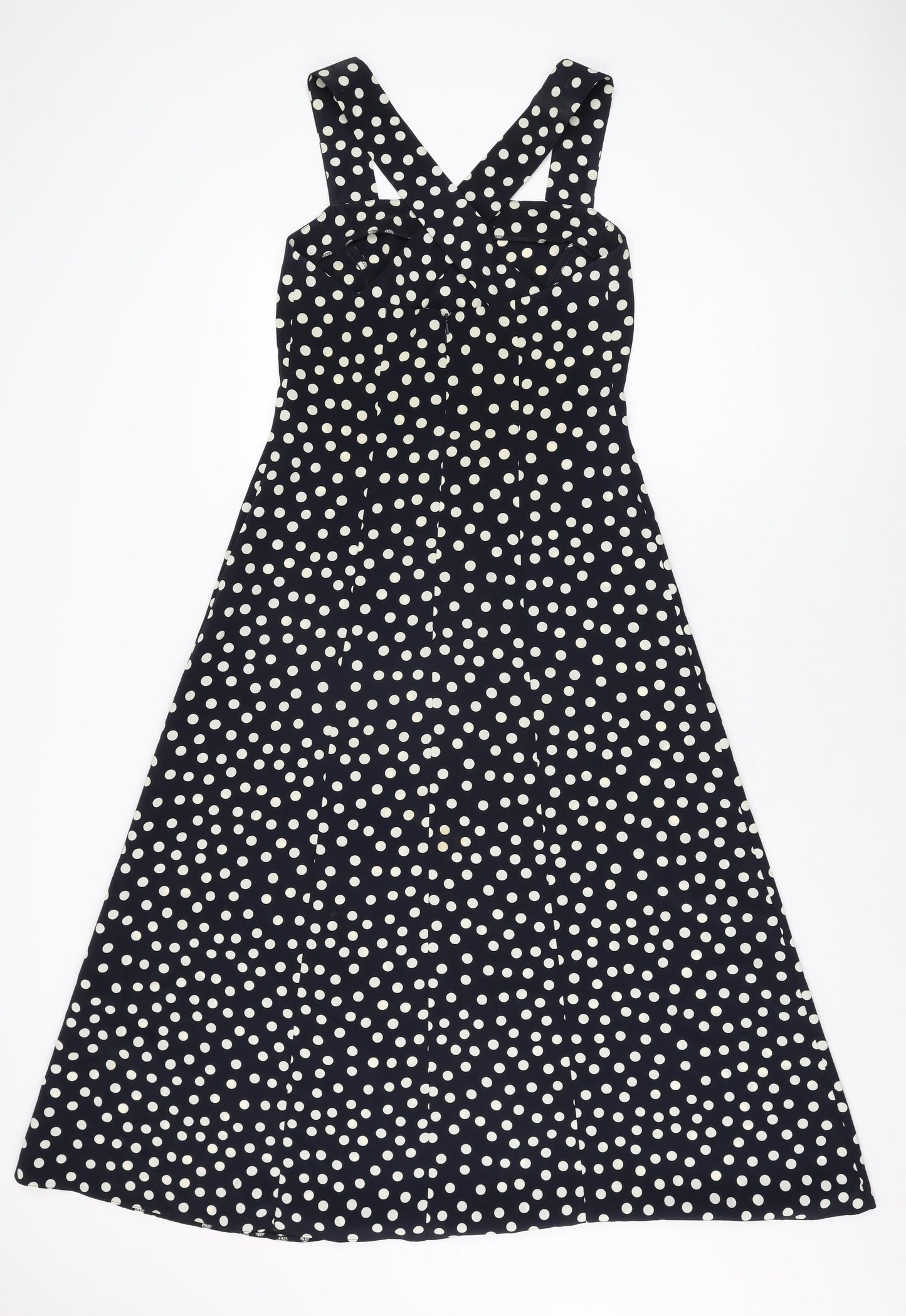 Principles Womens Blue Polka Dot Polyester A-Line Size 10 Square Neck Zip