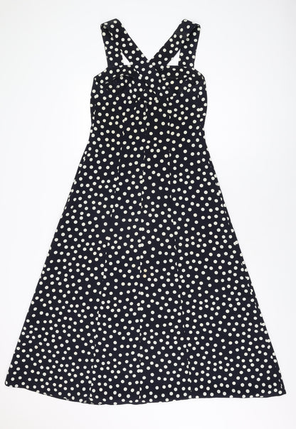 Principles Womens Blue Polka Dot Polyester A-Line Size 10 Square Neck Zip
