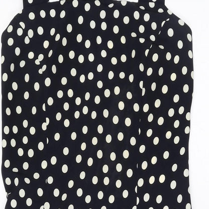 Principles Womens Blue Polka Dot Polyester A-Line Size 10 Square Neck Zip