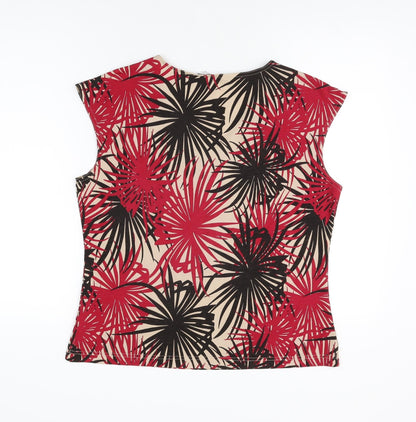 Berkertex Womens Beige Geometric Polyester Basic T-Shirt Size 16 V-Neck