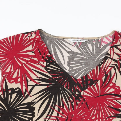 Berkertex Womens Beige Geometric Polyester Basic T-Shirt Size 16 V-Neck