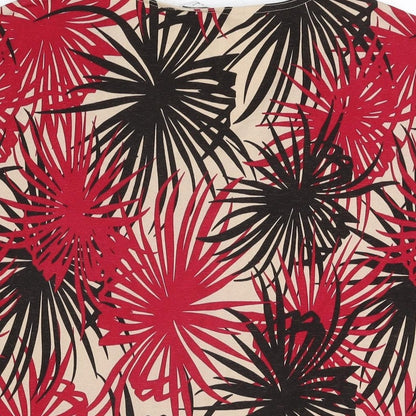 Berkertex Womens Beige Geometric Polyester Basic T-Shirt Size 16 V-Neck