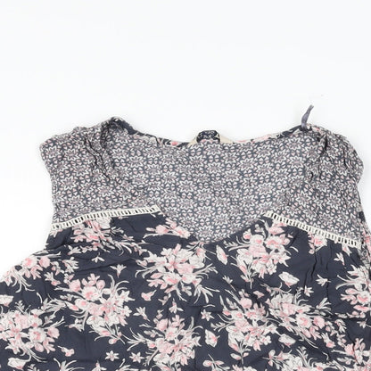 Womens UK Size 12 M&Co Blue Basic T-Shirt
