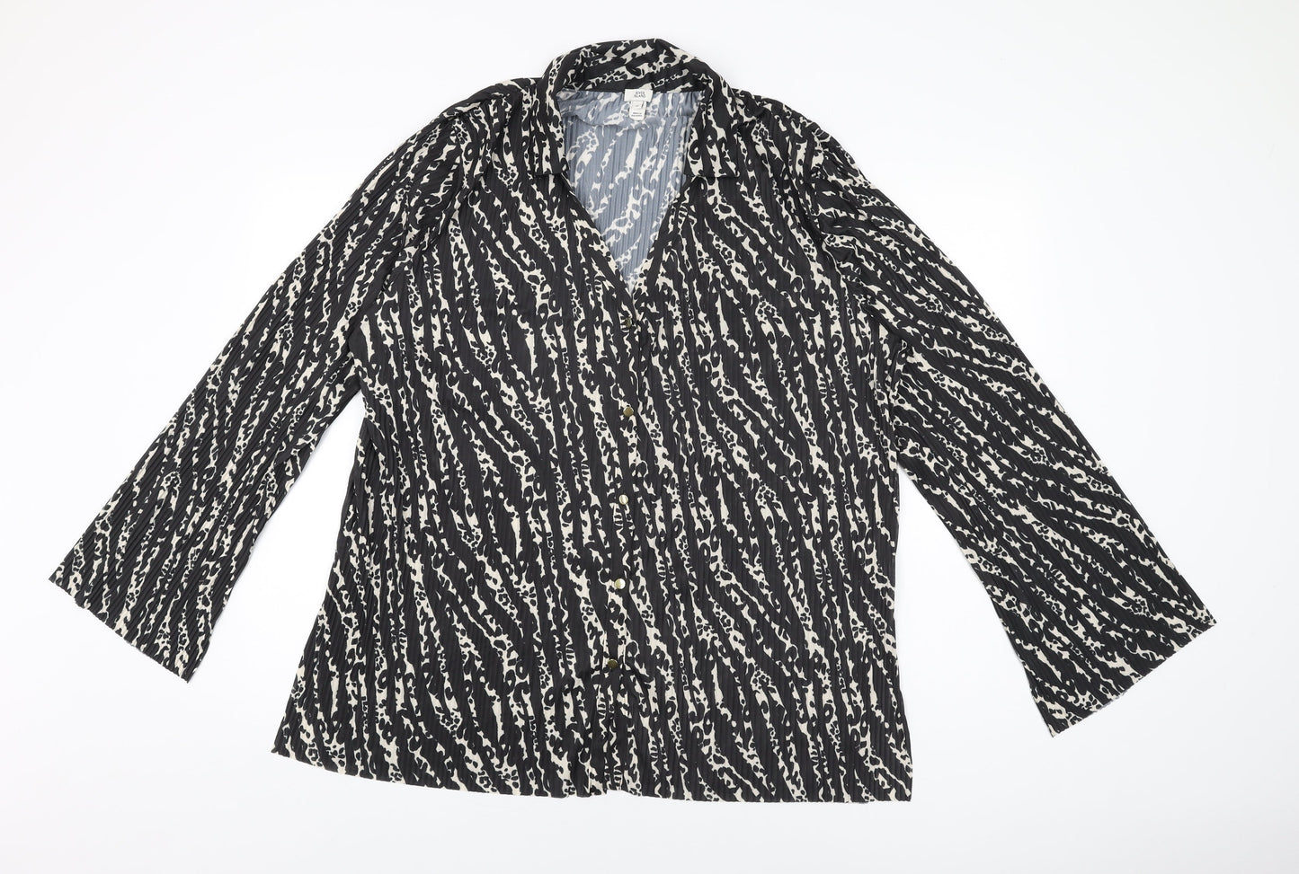 Womens UK Size 14 River Island Black Basic Button-Up