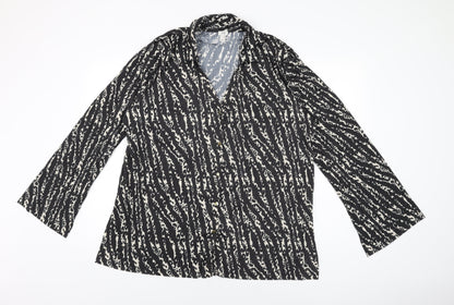 Womens UK Size 14 River Island Black Basic Button-Up