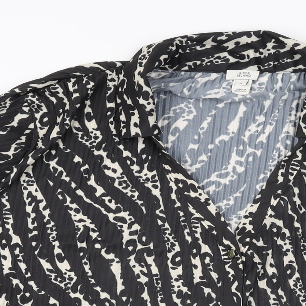 Womens UK Size 14 River Island Black Basic Button-Up