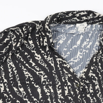 Womens UK Size 14 River Island Black Basic Button-Up
