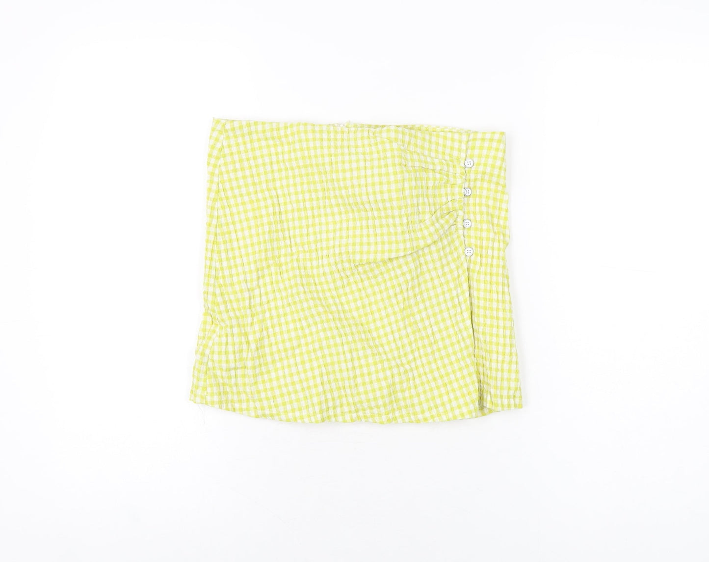 Pull&Bear Womens Yellow Geometric Polyester Skort Skirt Size M Zip