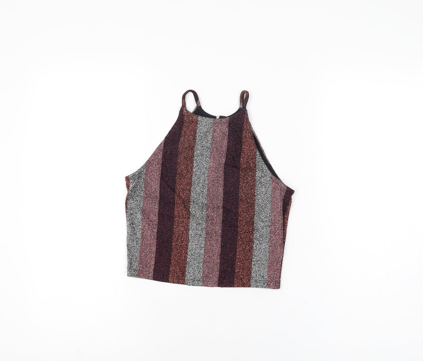 Womens UK Size 8 Topshop Multicoloured Cropped T-Shirt