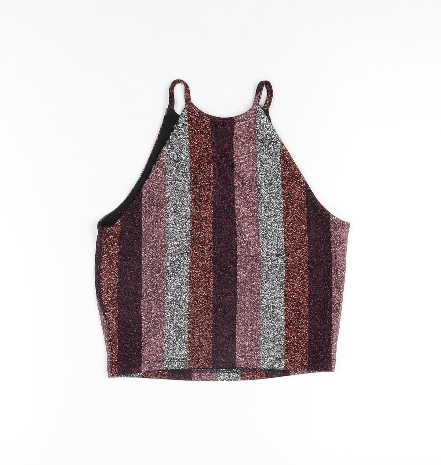 Womens UK Size 8 Topshop Multicoloured Cropped T-Shirt