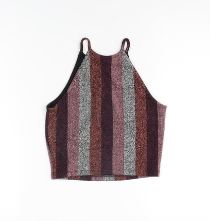 Womens UK Size 8 Topshop Multicoloured Cropped T-Shirt
