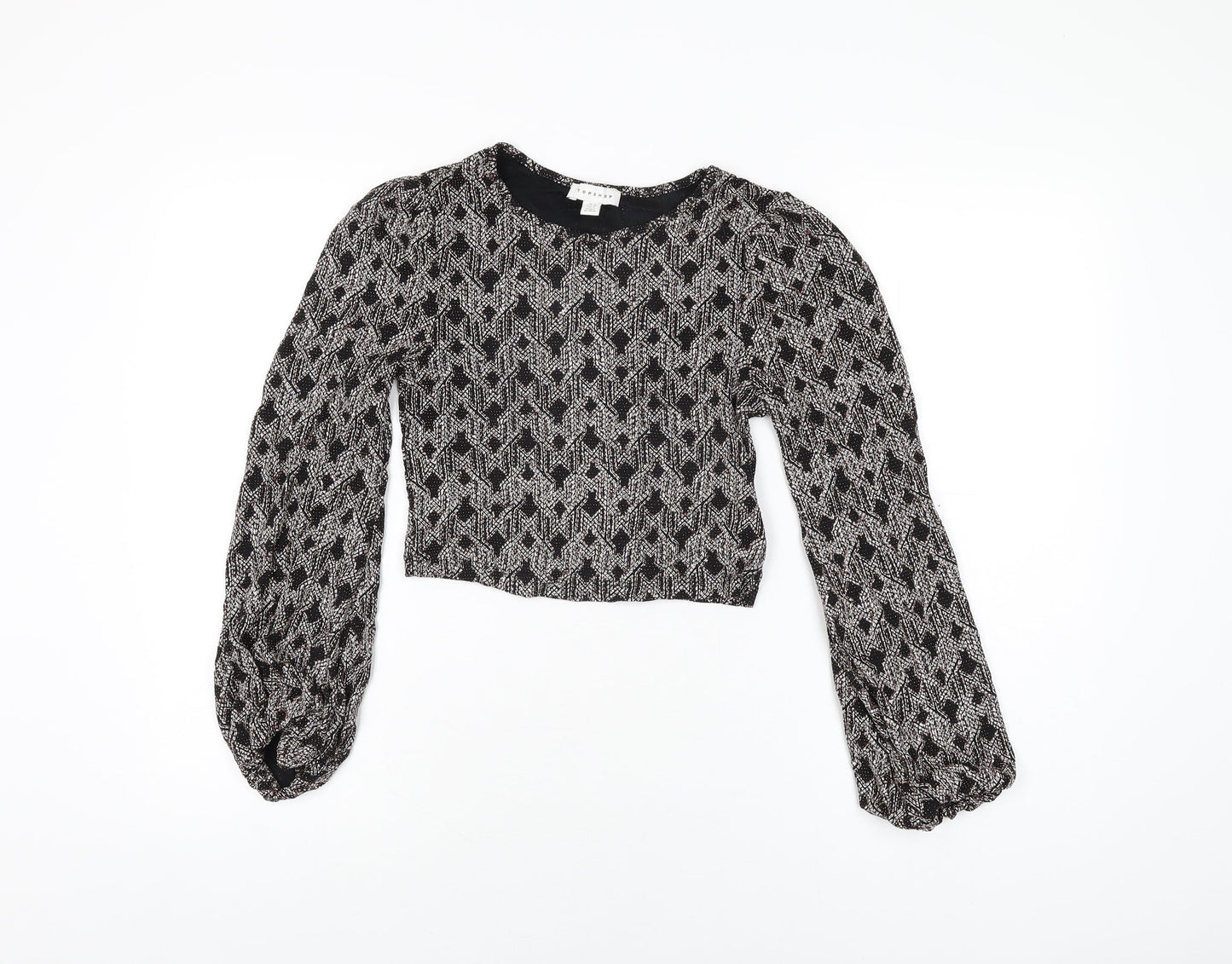 Womens UK Size 8 Topshop Black Cropped T-Shirt