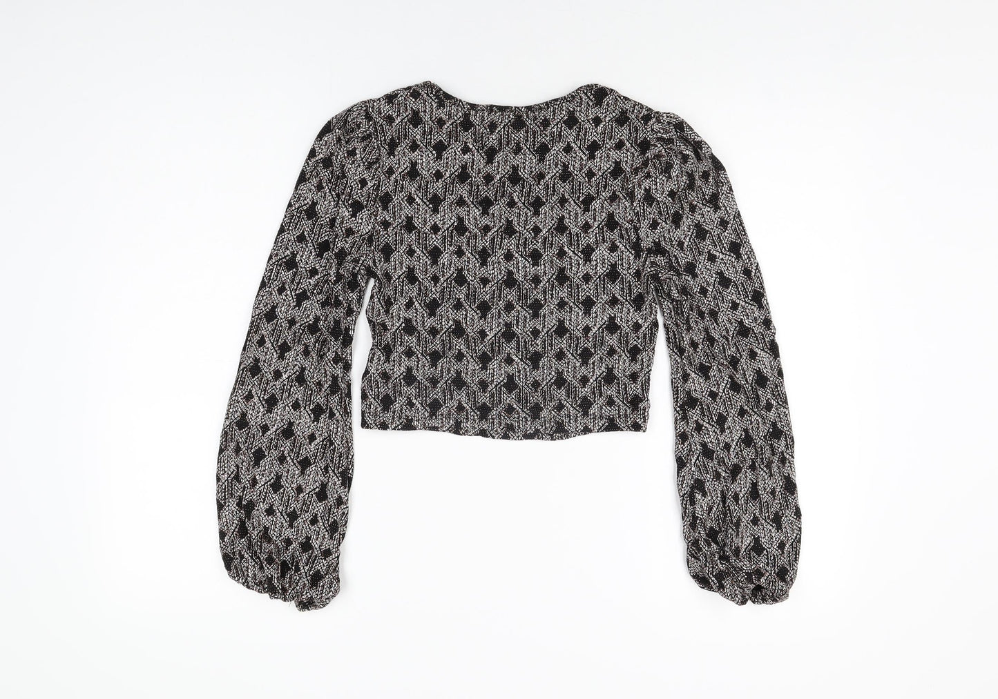 Womens UK Size 8 Topshop Black Cropped T-Shirt