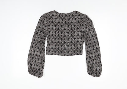 Womens UK Size 8 Topshop Black Cropped T-Shirt