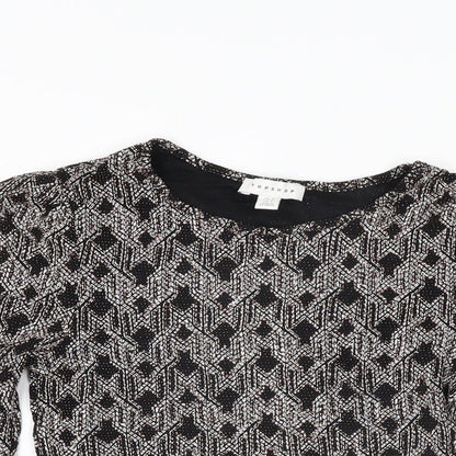 Womens UK Size 8 Topshop Black Cropped T-Shirt