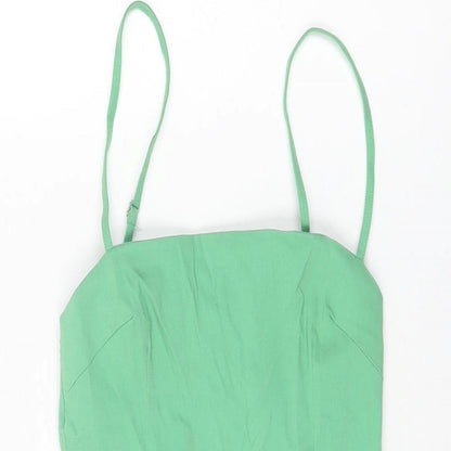 Motel Womens Green Rayon Mini Size XS Square Neck Zip