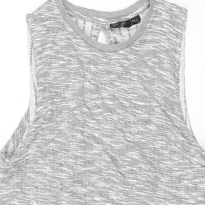 Topshop Womens Grey Polyester Skater Dress Size 12 Round Neck Pullover