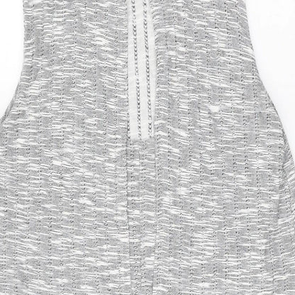 Topshop Womens Grey Polyester Skater Dress Size 12 Round Neck Pullover