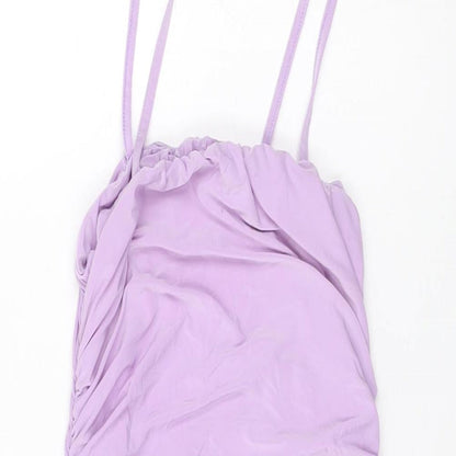 I SAW IT FIRST Womens Purple Polyester Mini Size 8 Square Neck Pullover