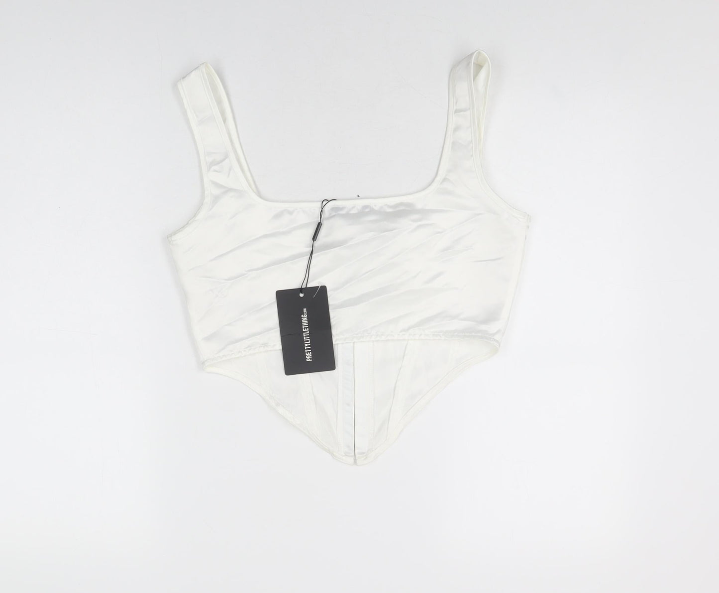 Womens UK Size 12 PRETTYLITTLETHING White Cropped T-Shirt