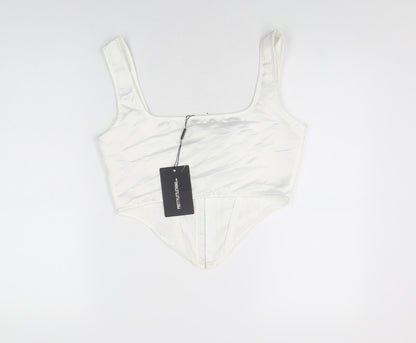 Womens UK Size 12 PRETTYLITTLETHING White Cropped T-Shirt