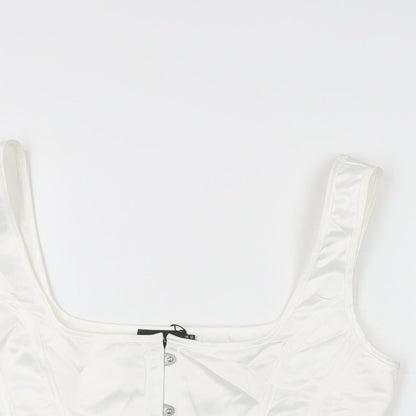 Womens UK Size 12 PRETTYLITTLETHING White Cropped T-Shirt
