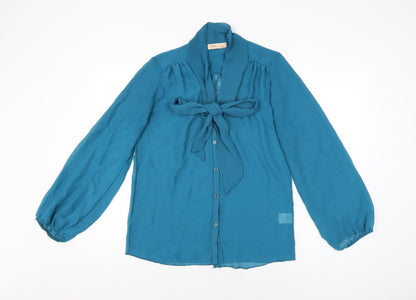 Womens UK Size 12 Krisp Blue Basic Button-Up