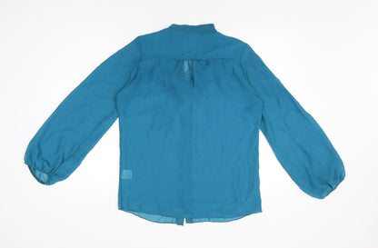 Womens UK Size 12 Krisp Blue Basic Button-Up