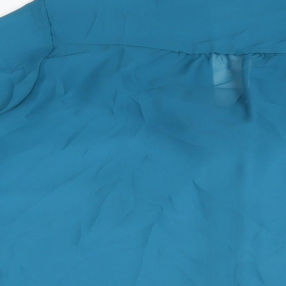 Womens UK Size 12 Krisp Blue Basic Button-Up