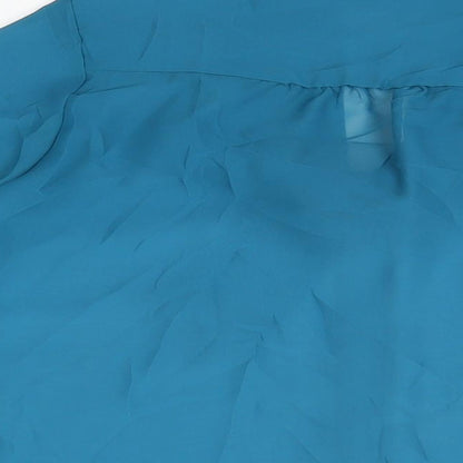 Womens UK Size 12 Krisp Blue Basic Button-Up