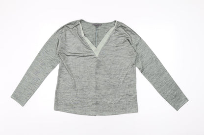 NEXT Womens Green Polyester Basic T-Shirt Size 12 V-Neck