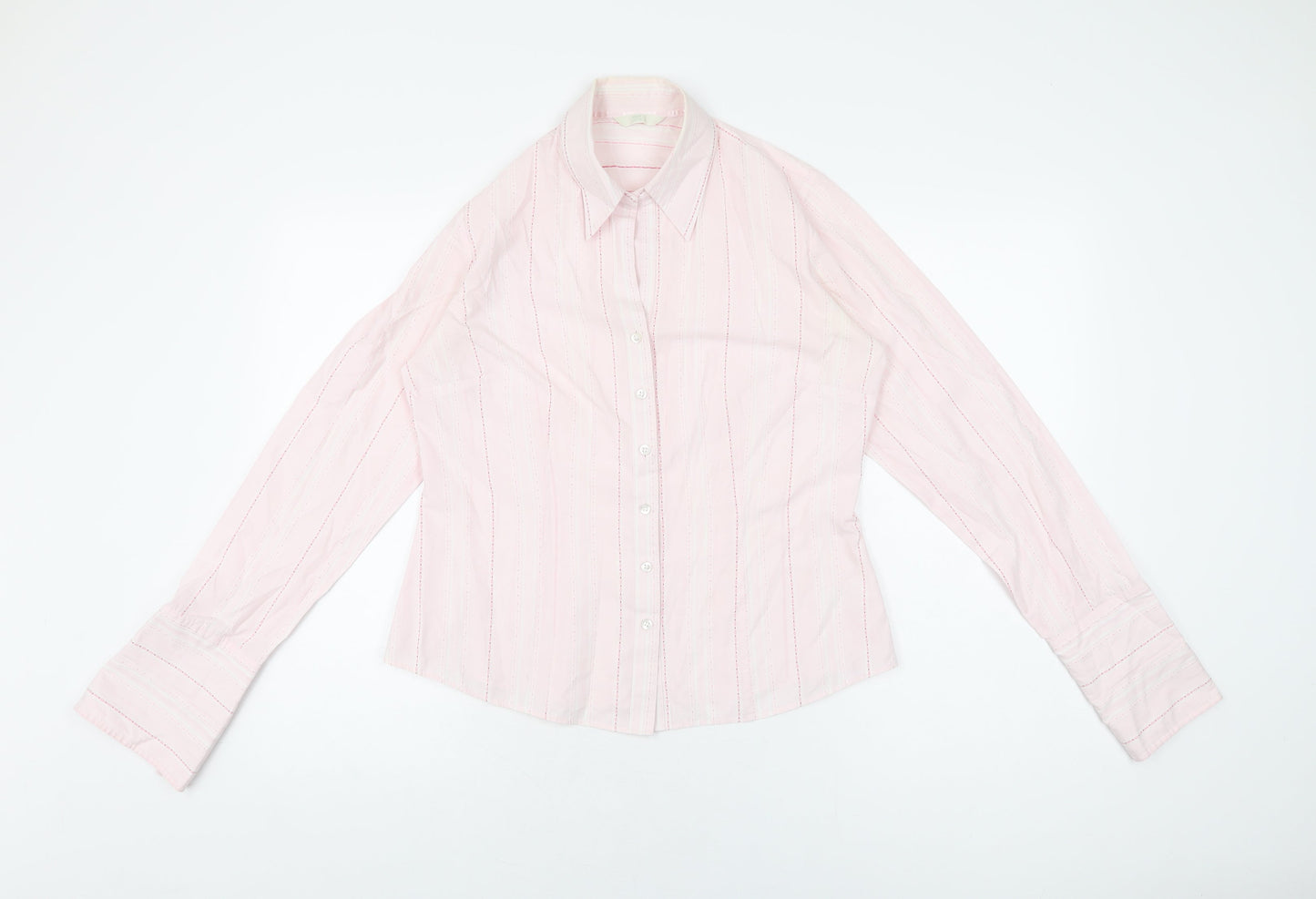 Womens UK Size 14 Marks and Spencer Pink Basic Button-Up