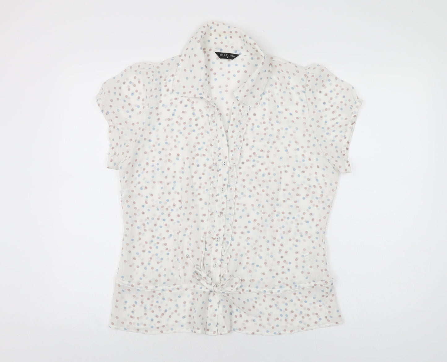 Womens UK Size 14 Ellie Louise White Basic Button-Up