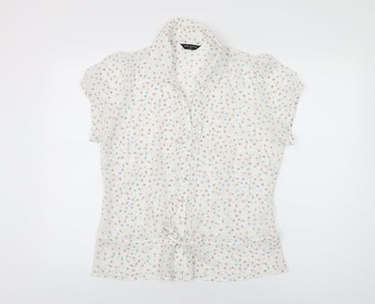 Womens UK Size 14 Ellie Louise White Basic Button-Up