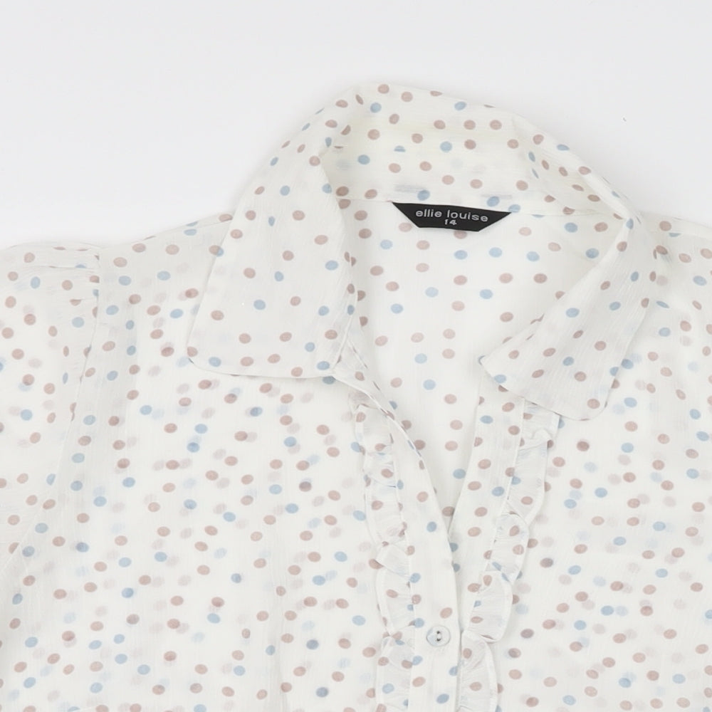 Womens UK Size 14 Ellie Louise White Basic Button-Up