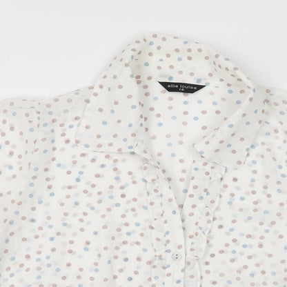 Womens UK Size 14 Ellie Louise White Basic Button-Up