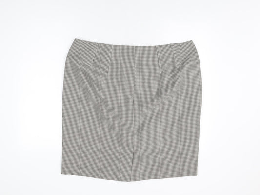 Marks and Spencer Womens Brown Geometric Polyester A-Line Skirt Size 22 Zip