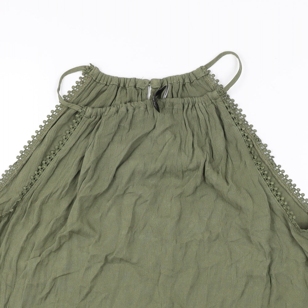Womens UK Size 12 H&M Green Basic T-Shirt