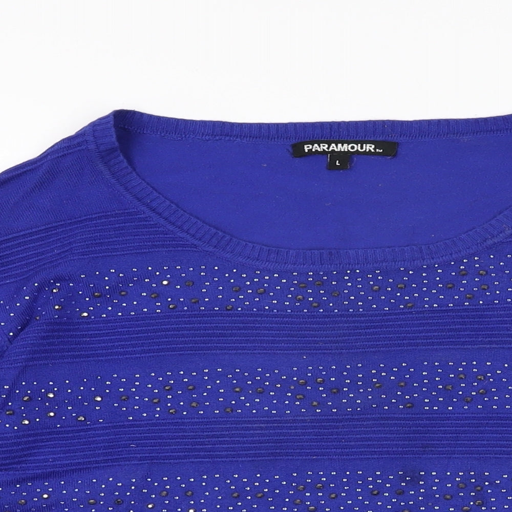 Womens UK Size L Paramour Blue Basic T-Shirt