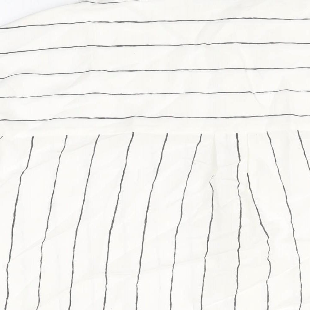Marks and Spencer Womens White Striped Lyocell Basic Button-Up Size 6 Collared