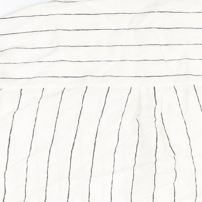 Marks and Spencer Womens White Striped Lyocell Basic Button-Up Size 6 Collared