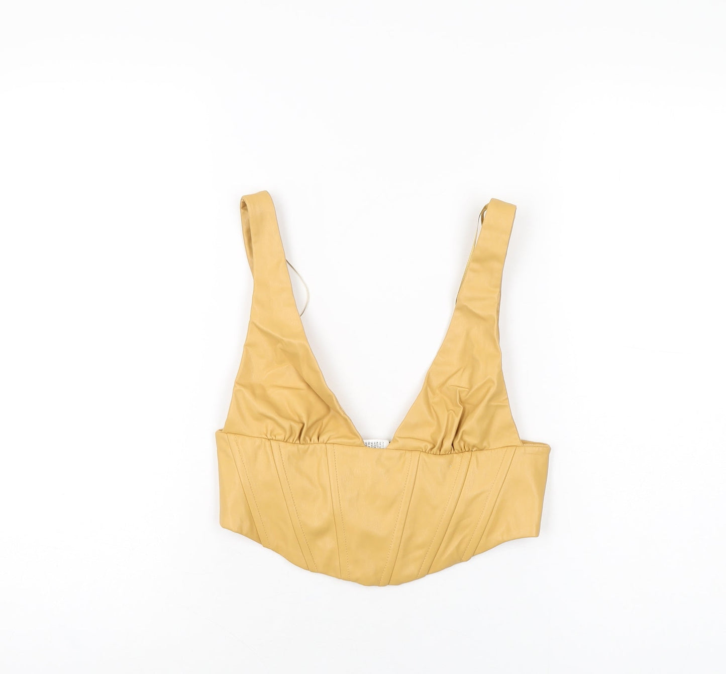 Womens UK Size XS Zara Yellow Cropped T-Shirt