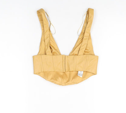 Womens UK Size XS Zara Yellow Cropped T-Shirt