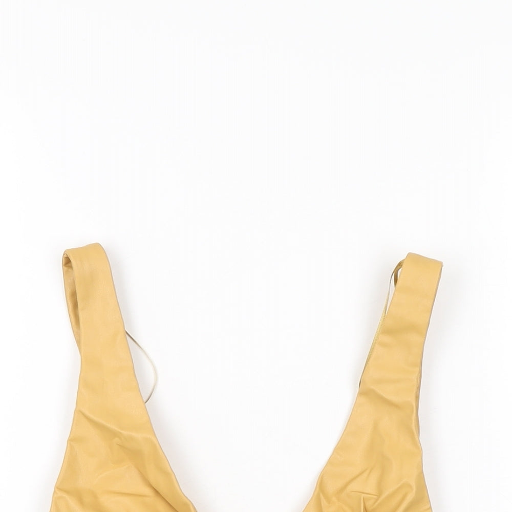 Womens UK Size XS Zara Yellow Cropped T-Shirt