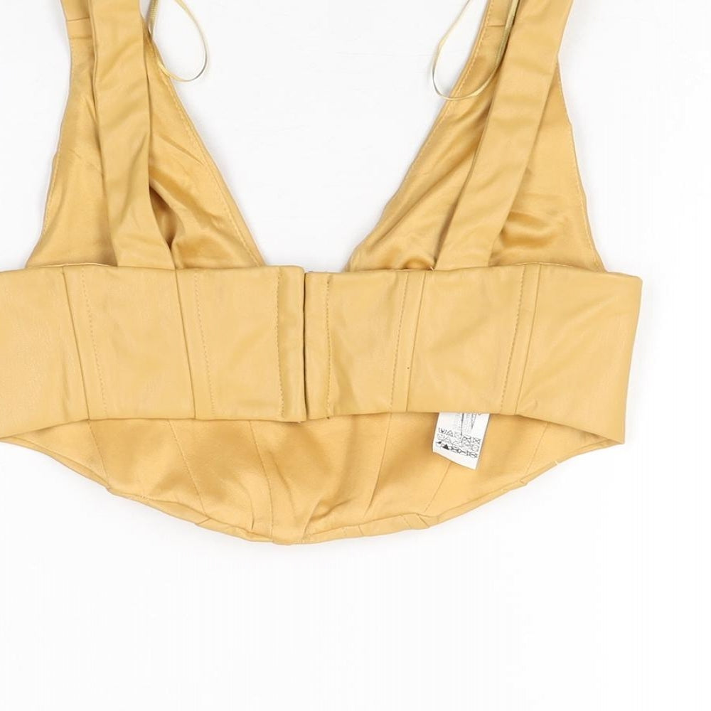 Womens UK Size XS Zara Yellow Cropped T-Shirt