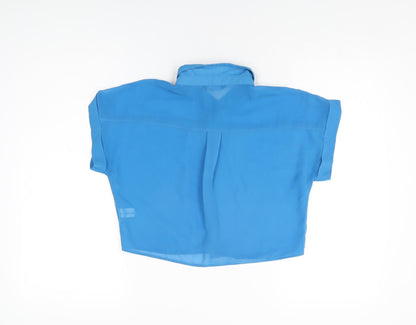 Womens UK Size 10 Select Blue Cropped Button-Up