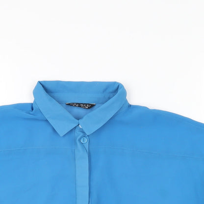 Womens UK Size 10 Select Blue Cropped Button-Up